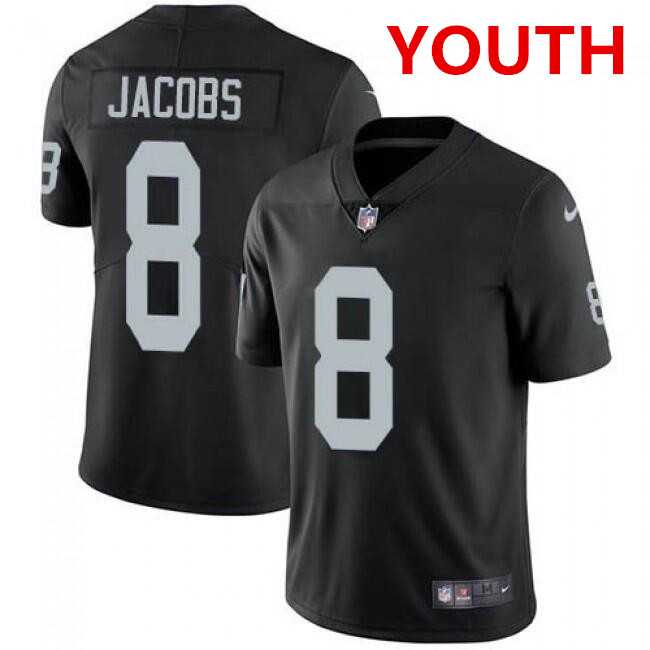 Youth Las Vegas Raiders #8 Josh Jacobs Black Vapor Untouchable Limited Stitched NFL Jersey->youth nfl jersey->Youth Jersey